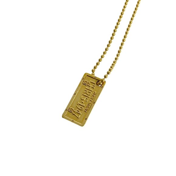 Christian Dior Plate Motif Ball Chain Necklace Pendant Gold 80138 - Picture 1 of 4